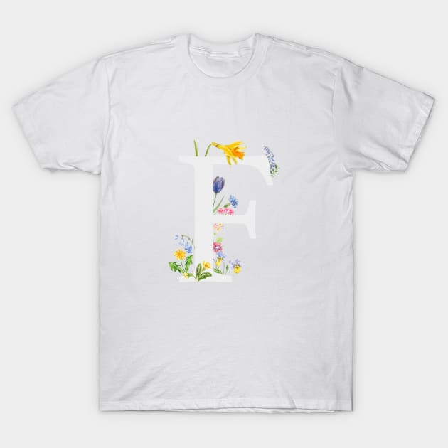 botanical monogram alphabet f wildflowers T-Shirt by colorandcolor